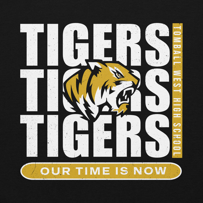 Close-up view of Tomball West High School Tigers Black Classic Unisex Hoodie 235