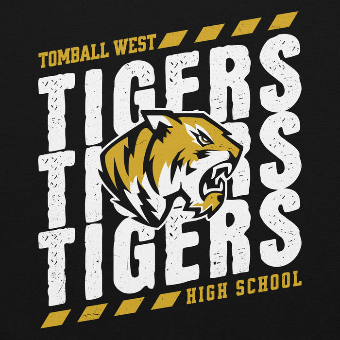 Close-up view of Tomball West High School Tigers Black Classic Unisex Hoodie 223