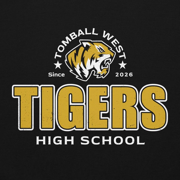 Close-up view of Tomball West High School Tigers Black Classic Unisex Hoodie 222