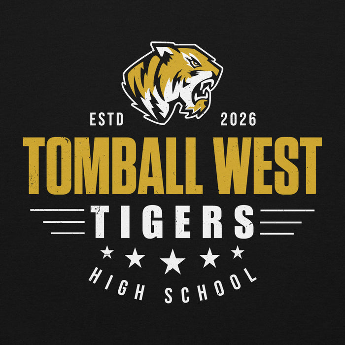 Close-up view of Tomball West High School Tigers Black Classic Unisex Hoodie 217