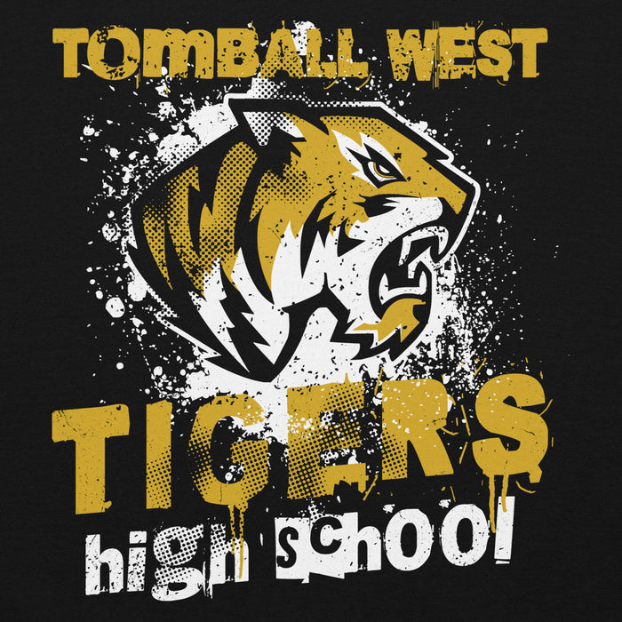 Close-up view of Tomball West High School Tigers Black Classic Unisex Hoodie 205