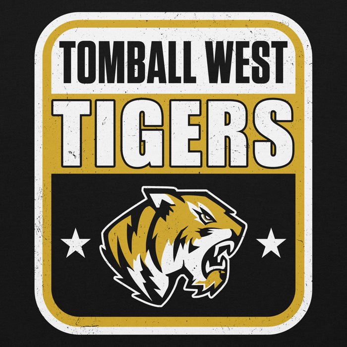Close-up view of Tomball West High School Tigers Black Classic Unisex Hoodie 001