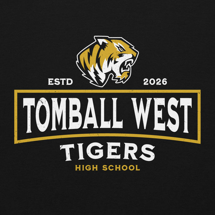 Close-up view of Tomball West High School Tigers Black Classic Unisex Hoodie 202