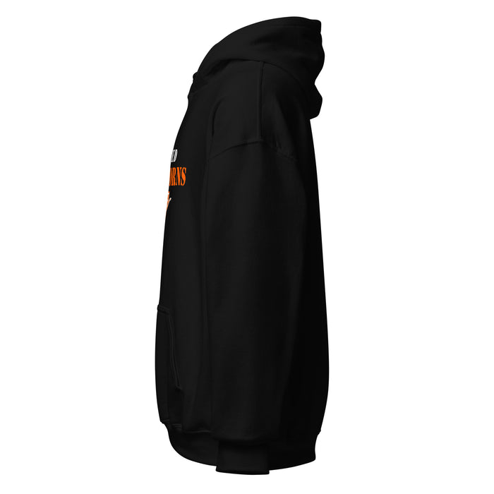 Left side view of United High School Longhorns Black Classic Unisex Hoodie 222