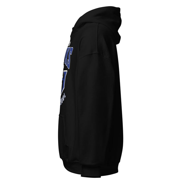 Side view of Hebron High School Hawks Black Classic Unisex Hoodie 213