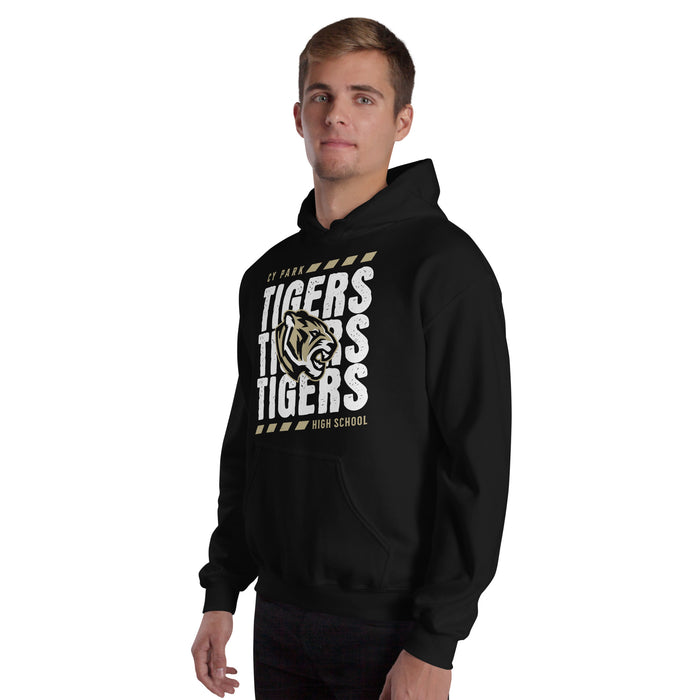 Man wearing Cypress Park High School Tigers Black Classic Unisex Hoodie 223