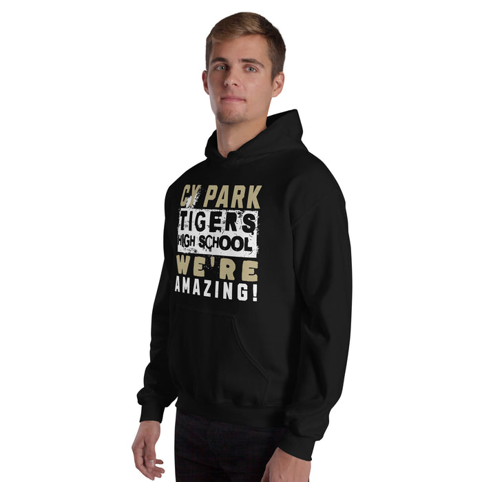 Man wearing Cypress Park High School Tigers Black Classic Unisex Hoodie 231