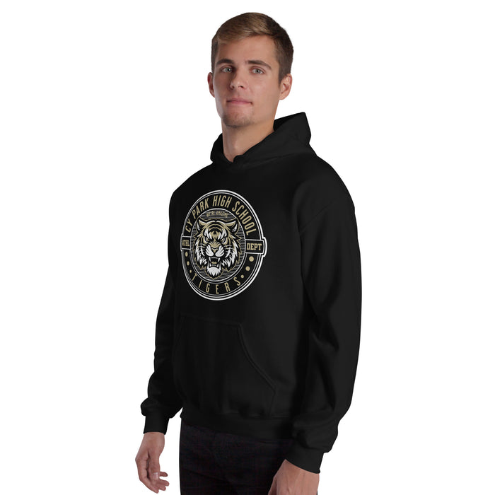 Man wearing Cypress Park High School Tigers Black Classic Unisex Hoodie 224