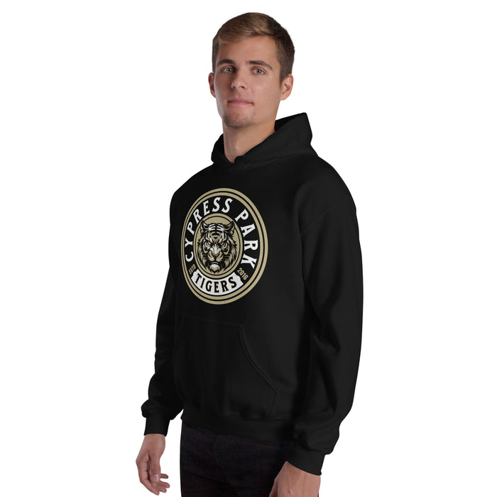Man wearing Cypress Park High School Tigers Black Classic Unisex Hoodie 220