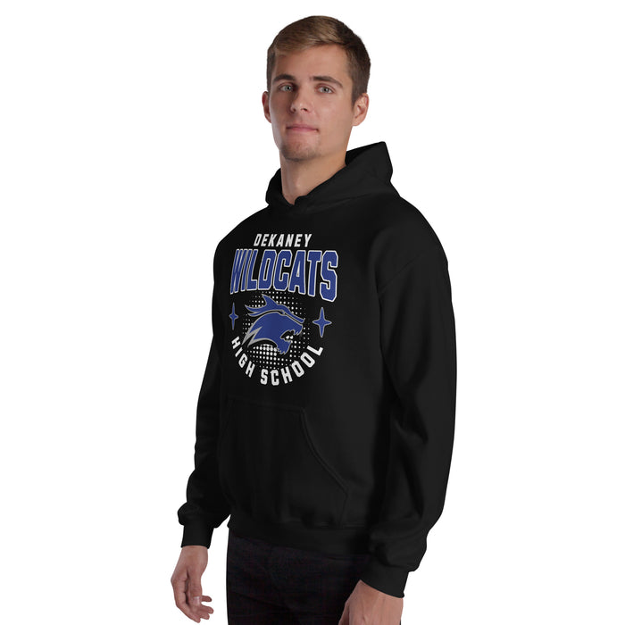 Man wearing Dekaney High School Wildcats Black Classic Unisex Hoodie 204