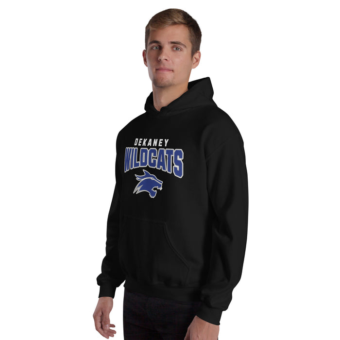 Man wearing Dekaney High School Wildcats Black Classic Unisex Hoodie 234