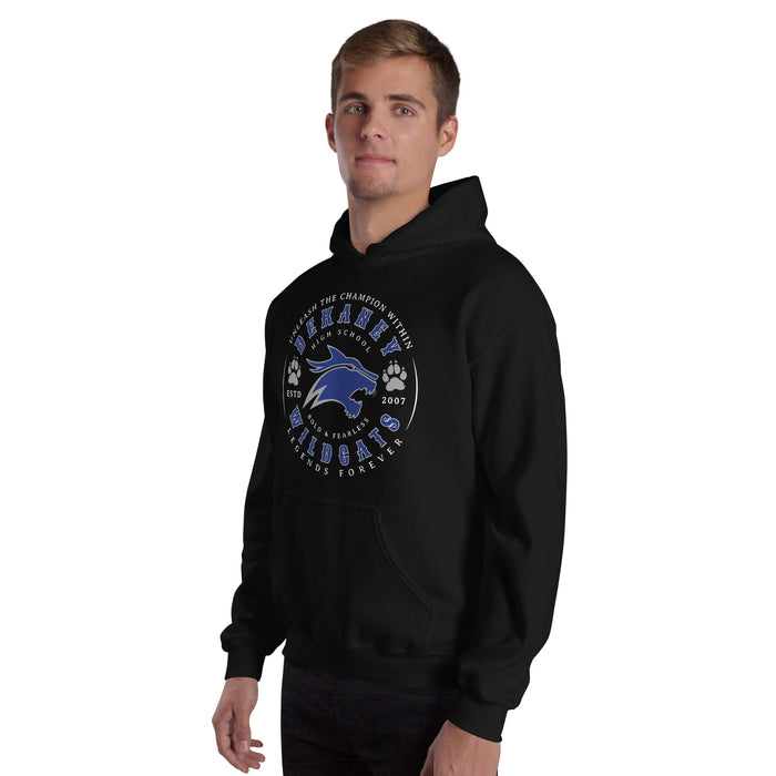Man wearing Dekaney High School Wildcats Black Classic Unisex Hoodie 214