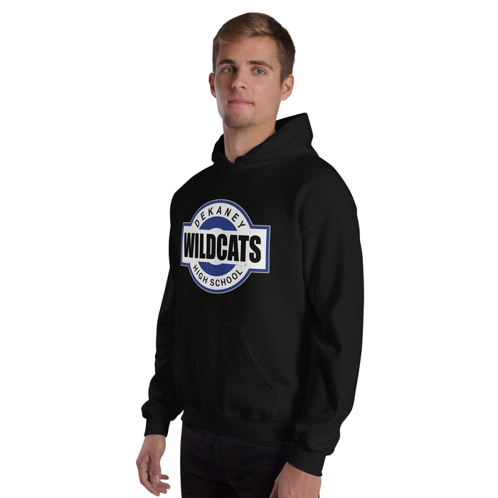 Man wearing Dekaney High School Wildcats Black Classic Unisex Hoodie 011