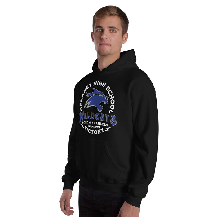 Man wearing Dekaney High School Wildcats Black Classic Unisex Hoodie 206
