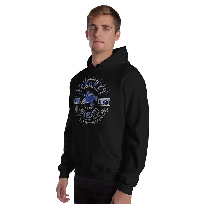 Man wearing Dekaney High School Wildcats Black Classic Unisex Hoodie 201