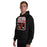 Man wearing Del Valle High School Cardinals Black Classic Unisex Hoodie 001