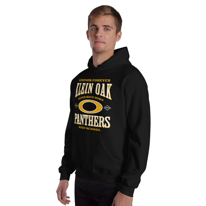 Man wearing Klein Oak High School Panthers Black Classic Unisex Hoodie 230