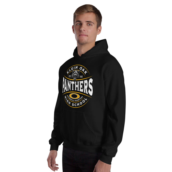 Man wearing Klein Oak High School Panthers Black Classic Unisex Hoodie 218