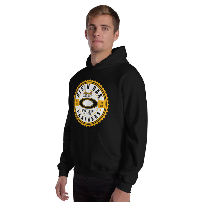 Man wearing Klein Oak High School Panthers Black Classic Unisex Hoodie 203