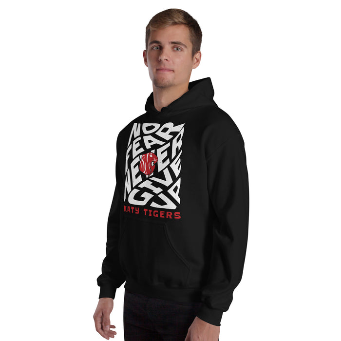 Man wearing Katy High School Tigers Black Classic Unisex Hoodie 236