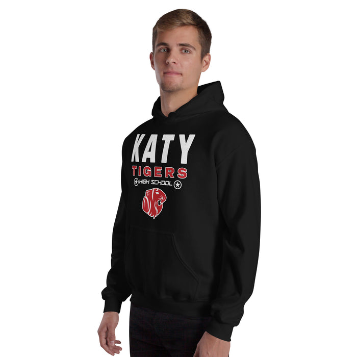 Man wearing Katy High School Tigers Black Classic Unisex Hoodie 003
