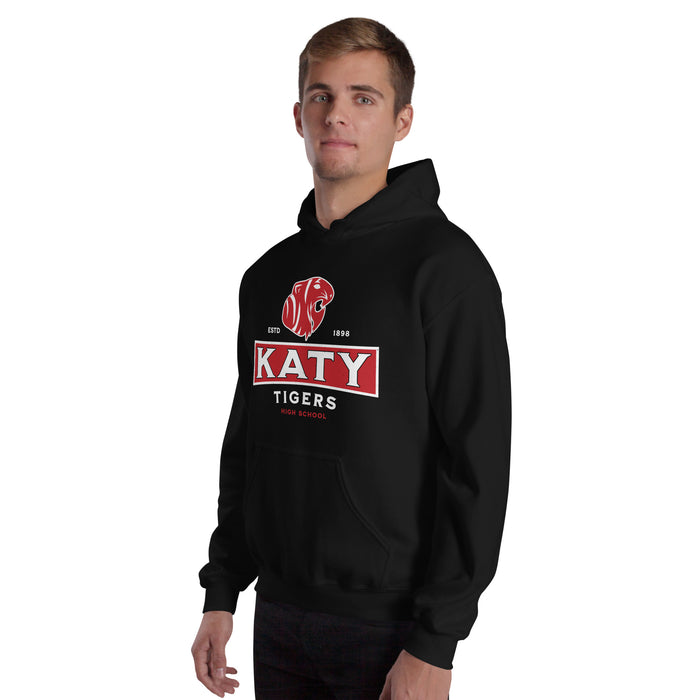 Man wearing Katy High School Tigers Black Classic Unisex Hoodie 202