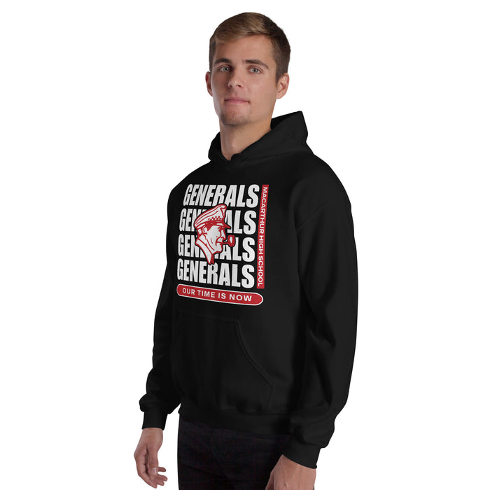 Man wearing MacArthur High School Generals Black Classic Unisex Hoodie 235
