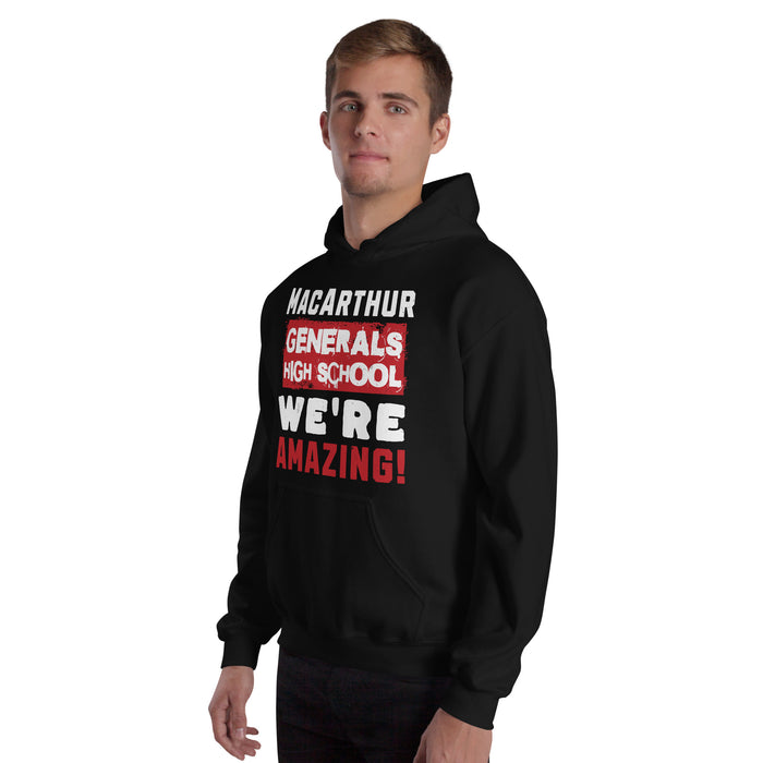 Man wearing MacArthur High School Generals Black Classic Unisex Hoodie 231