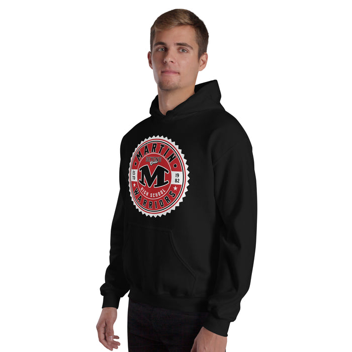 Man wearing Martin High School Warriors Black Classic Unisex Hoodie 203