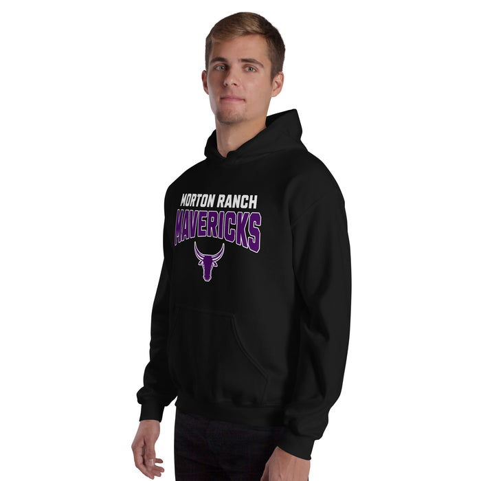 Man wearing Morton Ranch High School Mavericks Black Classic Unisex Hoodie 234