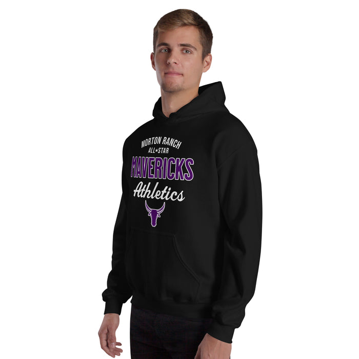 Man wearing Morton Ranch High School Mavericks Black Classic Unisex Hoodie 034