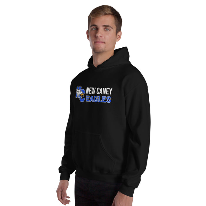 Man wearing New Caney High School Eagles Black Classic Unisex Hoodie 200