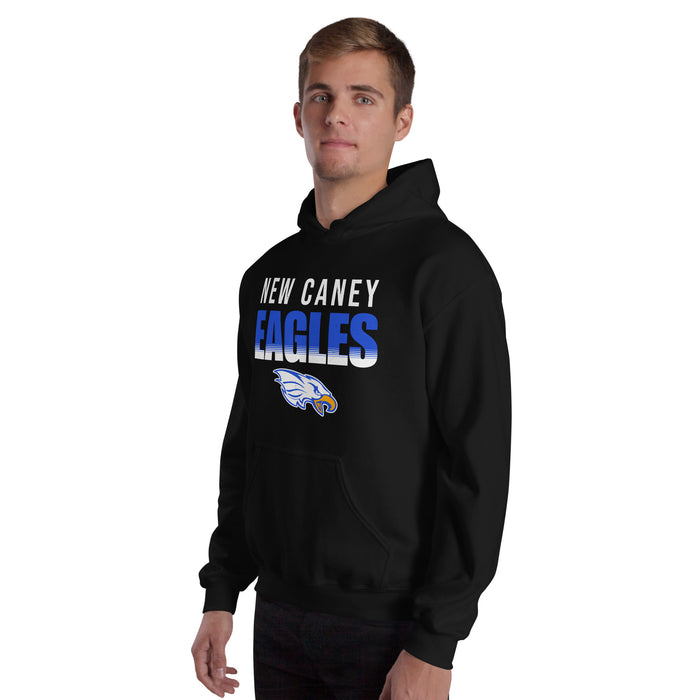 Man wearing New Caney High School Eagles Black Classic Unisex Hoodie 024