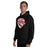 Man wearing North Shore High School Mustangs Black Classic Unisex Hoodie 221