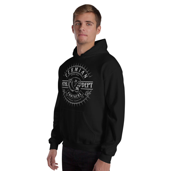 Man wearing Permian High School Panthers Black Classic Unisex Hoodies 201