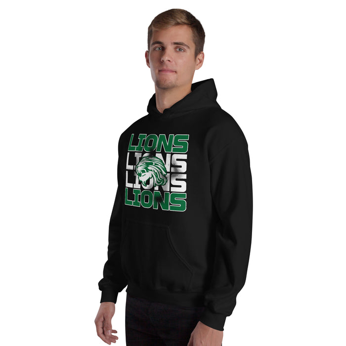 Man wearing Spring High School Lions Black Classic Unisex Hoodie 233