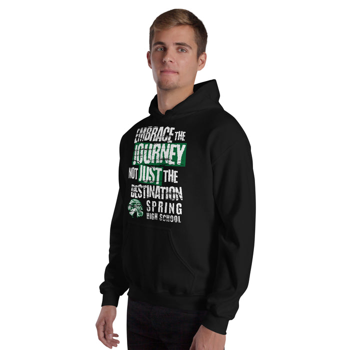 Man wearing Spring High School Lions Black Classic Unisex Hoodie 232