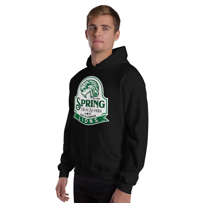 Man wearing Spring High School Lions Black Classic Unisex Hoodie 219