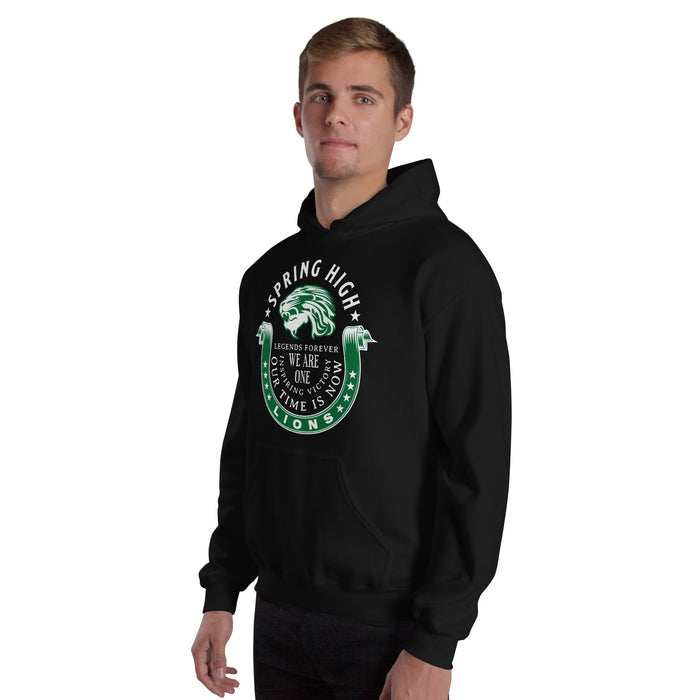 Back view of Spring High School Lions Black Classic Unisex Hoodie 229