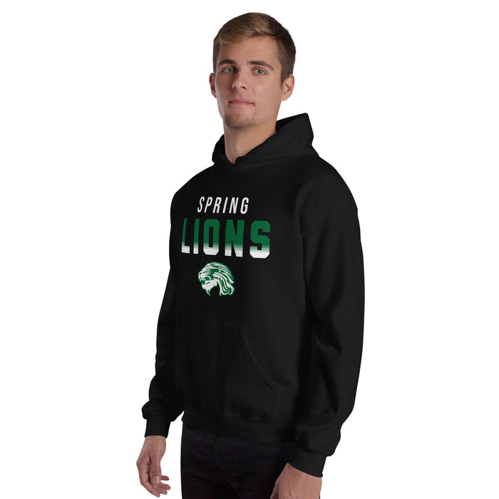 Man wearing Spring High School Lions Black Classic Unisex Hoodie 024