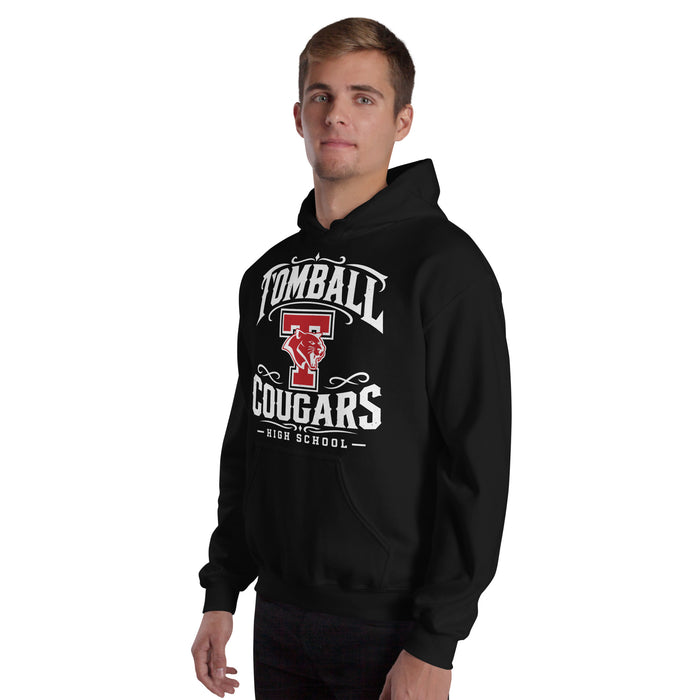 Man wearing Tomball High School Cougars Black Classic Unisex Hoodie 022