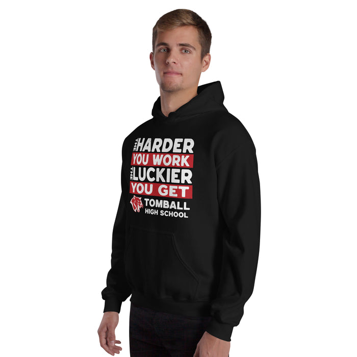 Man wearing Tomball High School Cougars Black Classic Unisex Hoodie 238