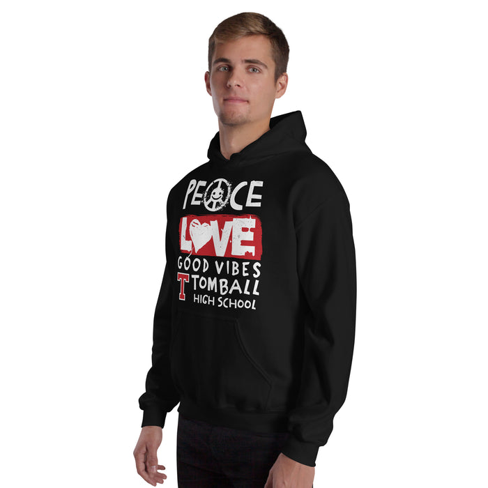 Man wearing Tomball High School Cougars Black Classic Unisex Hoodie 240