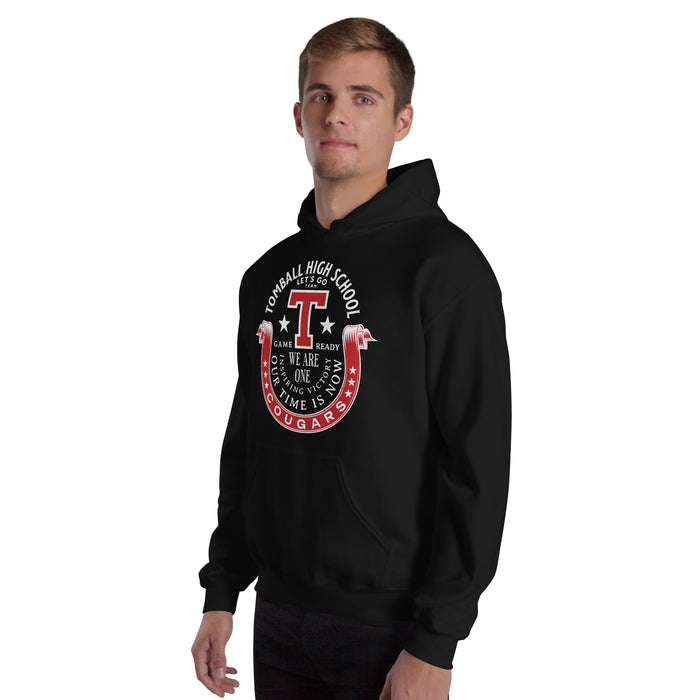 Man wearing Tomball High School Cougars Black Classic Unisex Hoodie 229