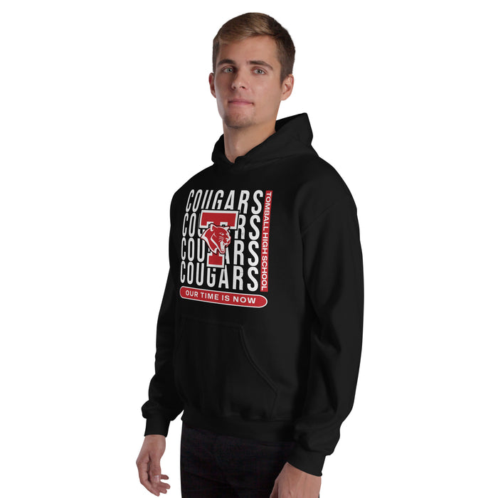 Man wearing Tomball High School Cougars Black Classic Unisex Hoodie 235