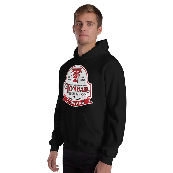 Man wearing Tomball High School Cougars Black Classic Unisex Hoodie 219