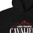 Close-up view of a black hoodie showing hood and drawcords for Lake Travis High School. Design #211