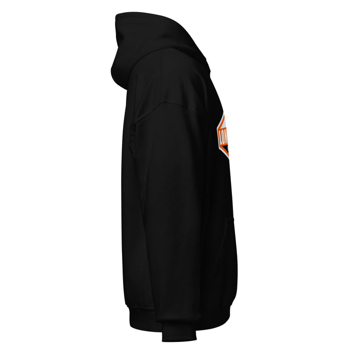 Right side view of United High School Longhorns Black Classic Unisex Hoodie 009