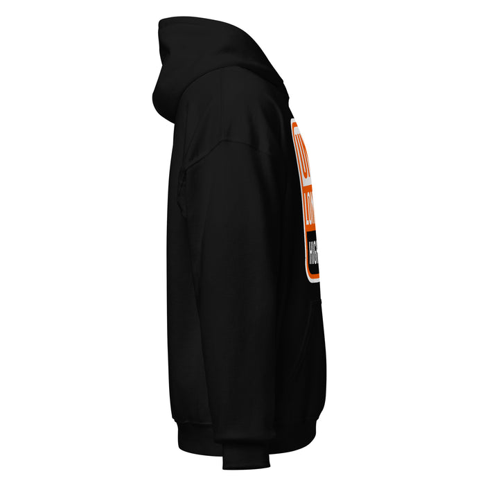 Right side view of United High School Longhorns Black Classic Unisex Hoodie 001