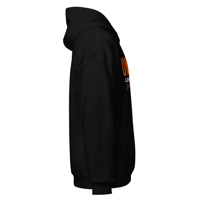 Right side view of United High School Longhorns Black Classic Unisex Hoodie 003